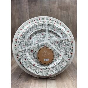 Set 8 Aspen Poinsettia Evergreen Dinner 4 and Salad 4 Plates Melamine Christmas